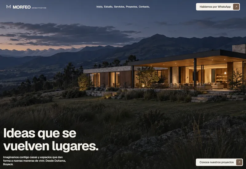 Captura del sitio web de Morfeo Arquitectos